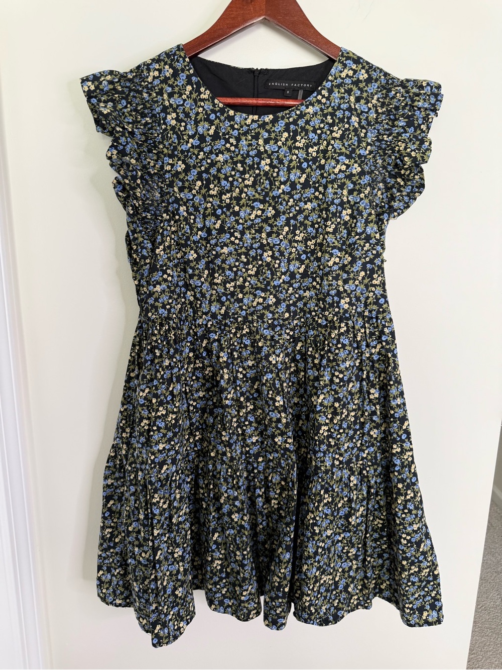English Factory Floral Ruffle Mini Dress Size Small - Picture 2 of 8